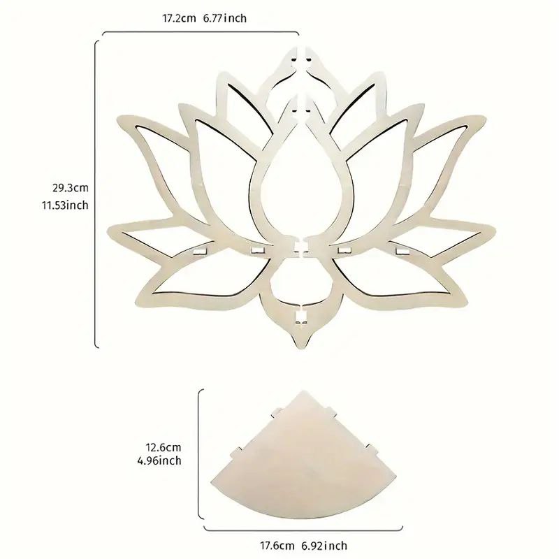 Etajeră de Perete din Lemn în Formă de Lotus - Suport Artistic pentru Expunere, Ideal pentru Decor Minimalist, Design Compact, Lucrat Manual - Image 2